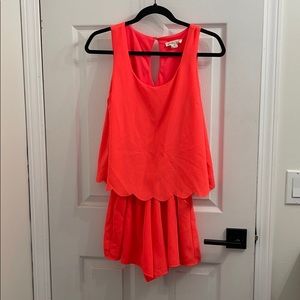 Neon pink/orange romper - size medium